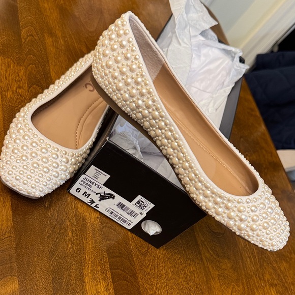 INC International Concepts NEW Women's Pearl Adorned Flats - White Pearl-Size 6 - Picture 4 of 6